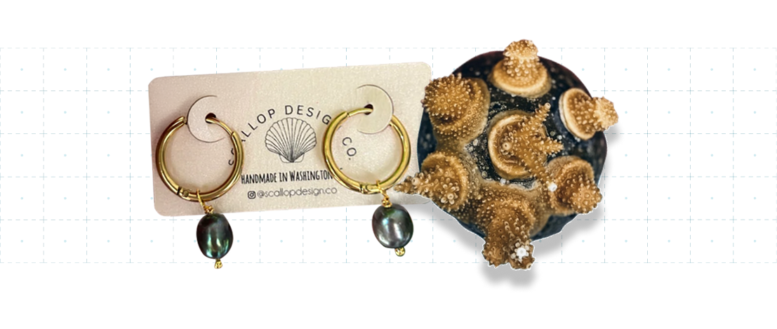 Ocean Lover Pearl Earrings (Black Pearl) + Adopt a Coral Set